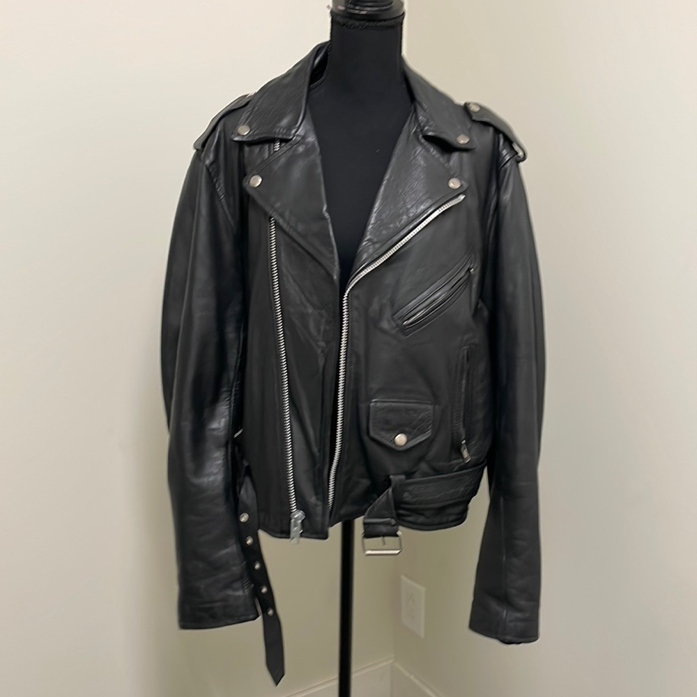 genuine leather biker jacket (German)